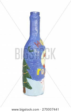 A Bottle Of Designer Gypsum And Glass With The Inscription: Happy New Year In Russian.