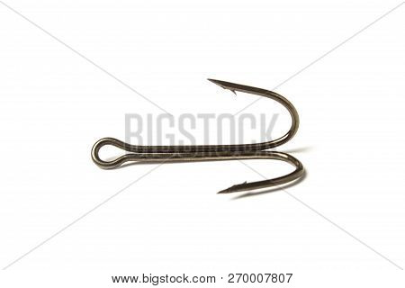 Fishing Hook Close Up Isolated On White