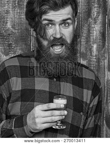 Hipster Enjoy Strong Alcohol Short Or Cocktail.