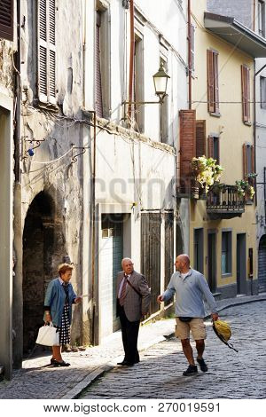 LOVERE, ITALY, 22 OCTOBER, 2018: Street scene in Lovere, Iseo Lake, Italy
