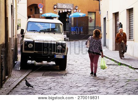 LOVERE, ITALY, 22 OCTOBER, 2018: Street scene in Lovere, Iseo Lake, Italy