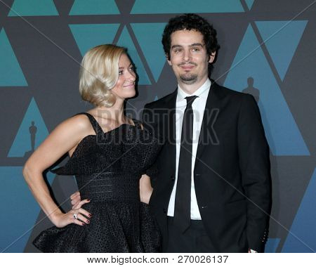 LOS ANGELES - NOV 18:  Olivia Hamilton, Damien Chazelle at the 10th Annual Governors Awards at the Ray Dolby Ballroom on November 18, 2018 in Los Angeles, CA