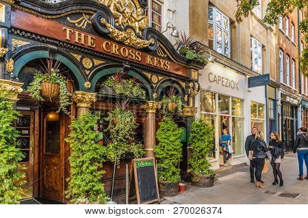 London. November 2018. A View Of The Cross Keys Pub In Covent Garden In London