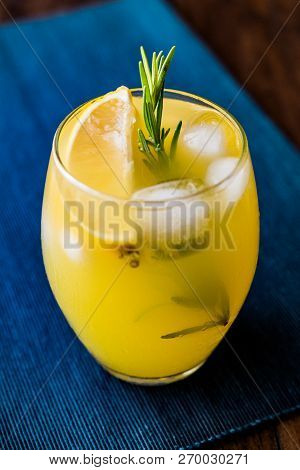 Meyer Lemonade With Rosemary And Vodka. Beverage Concept.