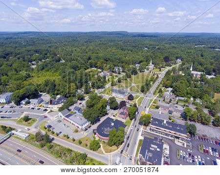 Aerial View Of Framingham Centre Common Historic District In Framingham, Massachusetts, Usa.