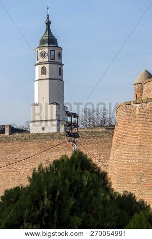 Belgrade, Serbia - November 10, 2018: Clock Tower (sahat Tower) At Belgrade Fortress And Kalemegdan 