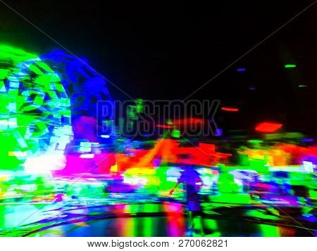 The Colors Of The Night Light In The City. Glitch Style.