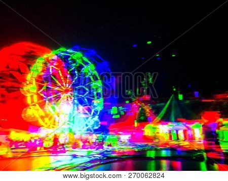 The Colors Of The Night Light In The City. Glitch Style.