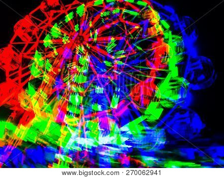 The Colors Of The Night Light In The City. Glitch Style.