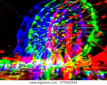 The Colors Of The Night Light In The City. Glitch Style.