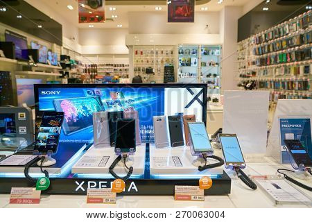 MOSCOS, RUSSIA - CIRCA SEPTEMBER, 2018: interior shot of a Sony store in Moscow.