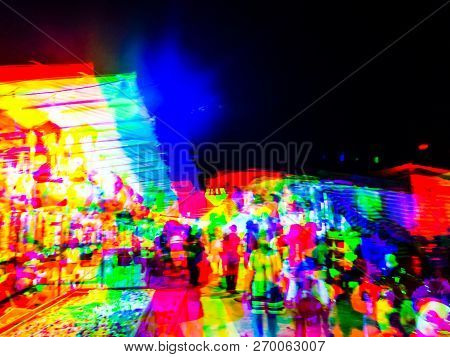 The Colors Of The Night Light In The City. Glitch Style.