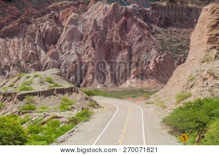 Road Through Quebrada De Cafayate Valley, Which Is Full Of Colorful Rock Formations, Northern Argent
