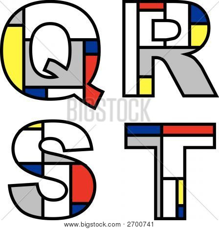 蒙德里安的字母表心电标测 Qrst （矢量）
