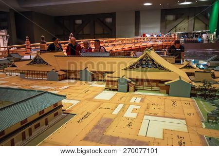 Tokyo, Japan - April 25 2018: Edo Tokyo Museum Permanent Exhibition Vividly Illustrates The Past Of