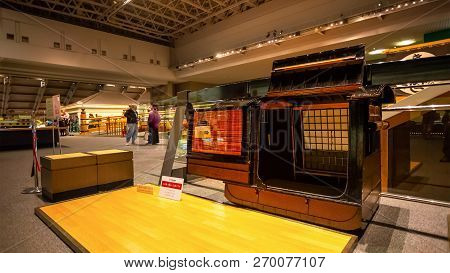 Tokyo, Japan - April 25 2018: Edo Tokyo Museum Permanent Exhibition Vividly Illustrates The Past Of