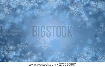 Abstarct Blue Background With Snowflakes, Christmas Holiday Season Banner