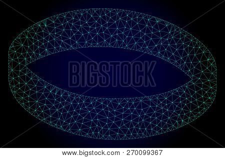 Mesh Gold Ring Polygonal Illustration. Abstract Mesh Lines, Triangles And Points On Dark Background 