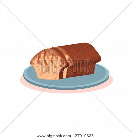 Romanian Cozonac Easter Bread On A Plate Bulgarian Cuisine National Food Dish Vector Illustration On