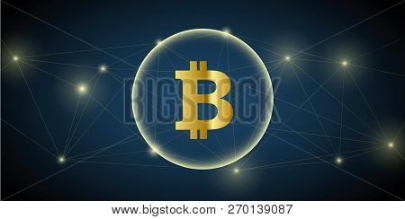 Digital Big Bitcoin Network Crypto Currency Vector Illustration Eps10