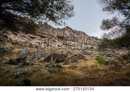 Ihlara Valley In Cappadocia. Ihlara Valley, Peristrema Monastery Or Ihlara Gorge Is The Most Famous 