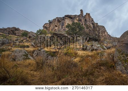 Ihlara Valley In Cappadocia. Ihlara Valley, Peristrema Monastery Or Ihlara Gorge Is The Most Famous 