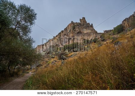 Ihlara Valley In Cappadocia. Ihlara Valley, Peristrema Monastery Or Ihlara Gorge Is The Most Famous 