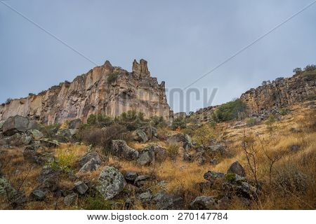 Ihlara Valley In Cappadocia. Ihlara Valley, Peristrema Monastery Or Ihlara Gorge Is The Most Famous 