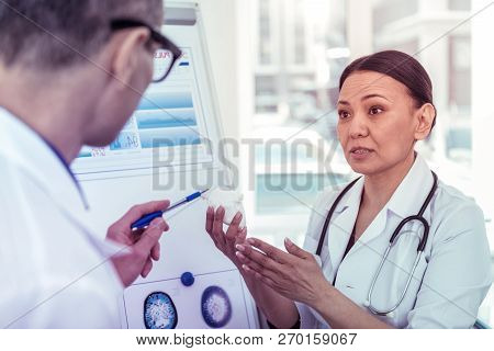 Emotional Female Person Communicating With Her Partner