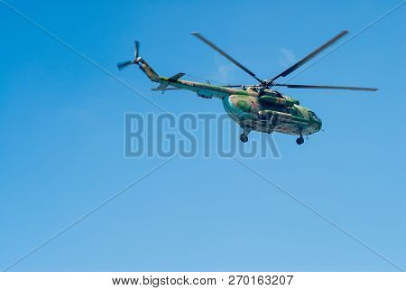 Tyumen, Russia - August 4, 2017: International Army Games. Engineering Formula Contest. Military Hel