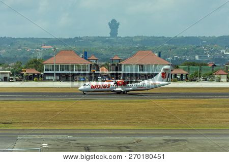 Denpasar, Indonesia - September 19, 2018:wings Airlines Airplane Landed At Ngurah Rai International 