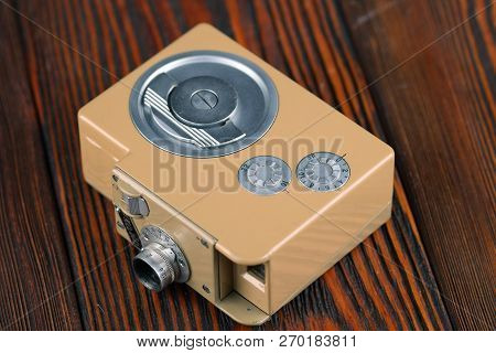 Moscow, Russia, April 20, 2017. The Old Soviet 8 Mm Movie Camera Kama, Released 1959.