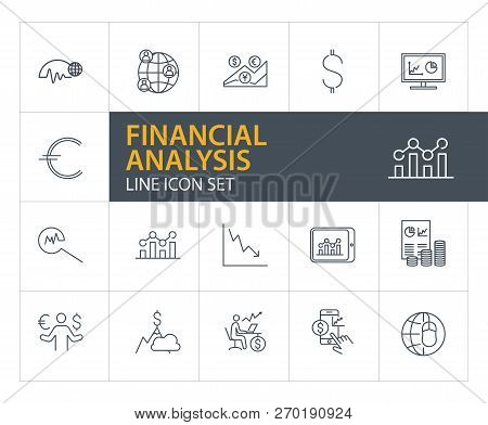 Financial Analysis Line Icon Set. Financier, Broker, Expert. Business Concept. Can Be Used For Topic