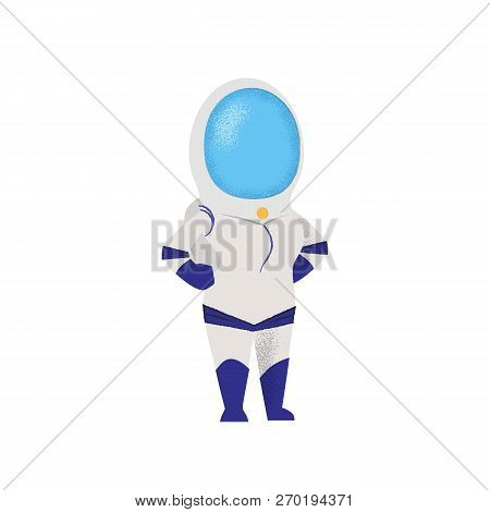 Confident Female Cosmonaut Standing With Hands On Hips. Character, Explorer, Occupation. Can Be Used