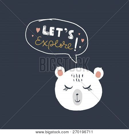 Vector Polar Bear Face. Scandinavian Style Kids Graphic