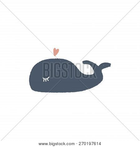 Vector Little Cute Whale. Scandinavian Style Illustration