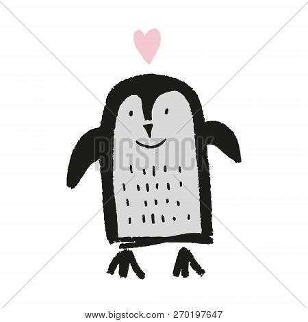 Cute Nursery Hand Drawn Little Penguin, Baby Animal Print