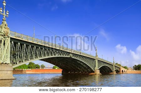 Troitsky Iron Bridge In St Petersburg, Russia .