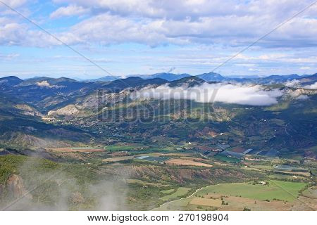 Valley In The French Alps From The Chabre Mountain