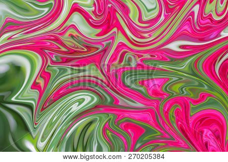 Liquify Abstract Pattern With Deeppink, Green And Pink Graphics Color Art Form. Digital Background W