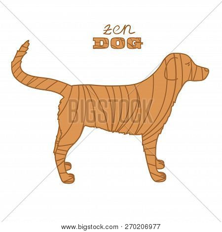Dog On White. Hand Drawn Animal With Abstract Patterns On Isolation Background. Design For Spiritual