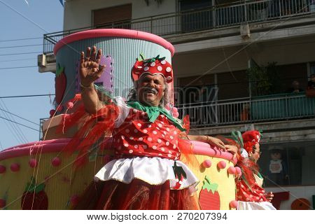 Limassol, Cyprus, February 26th, 2017: Annual Limassol Carnival, Grand Carnival Parade On Archbishop