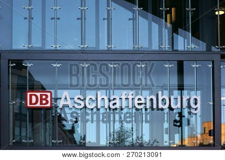 Aschaffenburg, Germany - November 17: The Modern Glass Facade As A Design Element With Logo Of The D