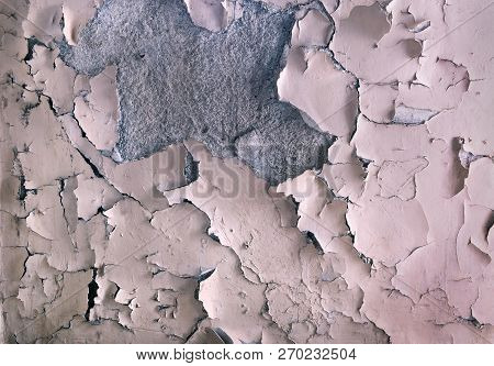 The Texture Of The Old Paint Peeling On The Stone Wall. Background Of Exfoliation Dye. Stock Image.
