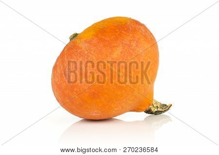 One Whole Fresh Red Kuri Pumpkin Hokkaido Variety Isolated On White Background