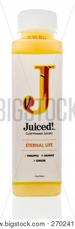 Winneconne, Wi - 21 November 2018: A Bottle Of  Juiced Cold Pressed Eternal Life Juice On An Isolate