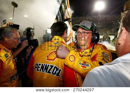 November 18, 2018 - Homestead, Florida, USA: Joey Logano (22) celebrates after winning the Monster Energy NASCAR Cup Series Championship after winning the Ford 400 at Homestead-Miami Speedway 