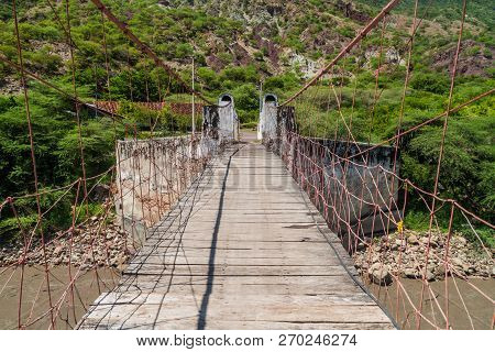 Bridge In Jordan Village In Chicamocha River Canyon In Colombia