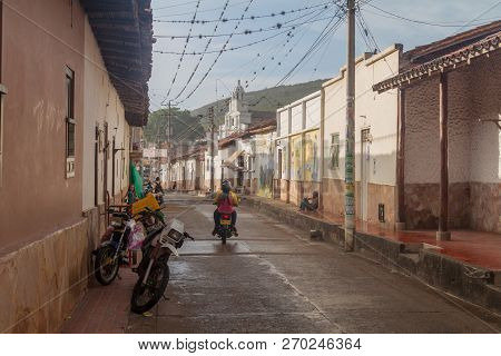 Los Santos, Colombia - Spetember 20, 2015: View Of A Street In Los Santos Village, Santander Departm