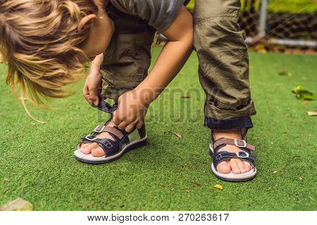 Childrens Orthopedic Shoes On The Boys Feet